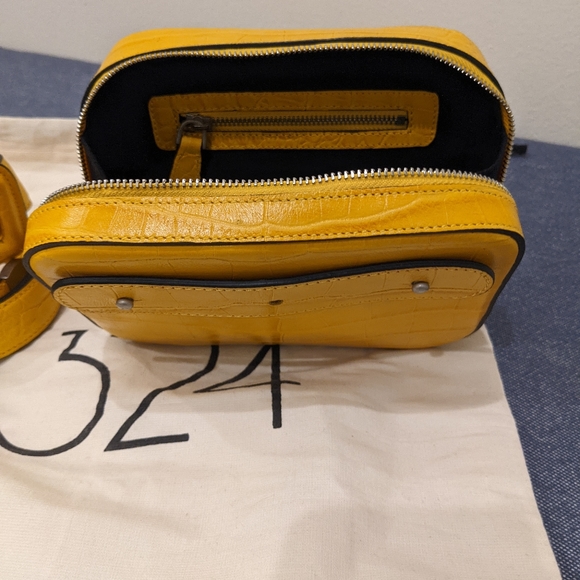 324 New York Yellow Croc Embossed Leather Belt Bag - Picture 6 of 9